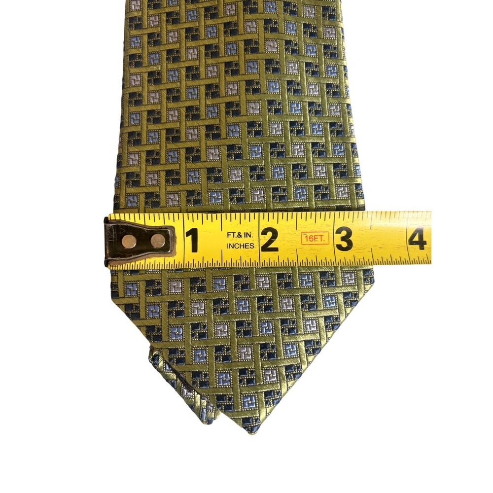 Jos. A. Bank Mens Neck Tie Executive Collection Green Geometric 60" - Picture 4 of 8